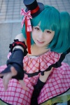 armband blouse bow choker cosplay elbow_gloves fingerless_gloves garters gloves green_hair kujyou_konegi macross macross_frontier miniskirt petticoat ranka_lee red_eyes skirt thighhighs top_hat twintails rating:Safe score:0 user:pixymisa