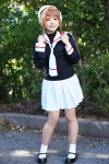 blouse bookbag cardcaptor_sakura cosplay green_eyes hat kinomoto_sakura pleated_skirt rikuta sailor_uniform scarf_tie school_uniform skirt socks rating:Safe score:0 user:pixymisa