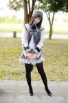 akemi_homura blouse cosplay hairband mai pantyhose pleated_skirt puella_magi_madoka_magica skirt rating:Safe score:3 user:nil!