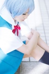 ayanami_rei blouse blue_hair cosplay jumper kneehighs kureha neon_genesis_evangelion ribbon_tie rating:Safe score:0 user:pixymisa