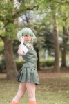 blouse cosplay glasses green_hair gumi kairi_(ii) kneesocks pleated_skirt school_uniform skirt vest vocaloid rating:Safe score:3 user:nil!