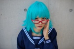 aqua_hair cosplay glasses gumi nakura sailor_uniform school_uniform vocaloid yowamushi_mont-blanc_(vocaloid) rating:Safe score:1 user:pixymisa