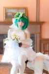 ahoge cosplay green_hair macross macross_frontier necklace ranka_lee rinrinko thighhighs wedding_dress rating:Safe score:4 user:pixymisa