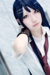 blouse blue_eyes blue_hair chain choco cosplay danganronpa maizono_sayaka shackles tie rating:Safe score:1 user:pixymisa