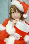 blouse cosplay hair_clips hirasawa_yui kanan_kaori k-on! santa_costume school_uniform shawl stocking_cap rating:Safe score:0 user:nil!