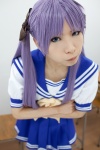 cosplay hairbows hiiragi_kagami kanda_midori lucky_star pleated_skirt purple_hair sailor_uniform school_uniform skirt twintails rating:Safe score:0 user:xkaras