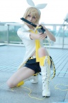 blonde_hair blouse boots cosplay gun hairbow kagamine_rin shorts souki_ryou tagme_song tie vocaloid rating:Safe score:0 user:nil!