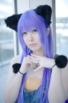 animal_ears cat_ears cosplay denim narihara_riku original overalls purple_hair tubetop rating:Safe score:0 user:nil!