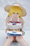 bakemonogatari blonde_hair cosplay donut dress oshino_shinobu reco straw_hat rating:Safe score:1 user:nil!