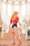 blonde_hair cosplay croptop deep_rabbit macross macross_frontier macross_frontier:_itsuwari_no_utahime saku shawl sheryl_nome shorts rating:Safe score:1 user:nil!