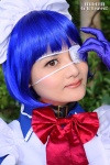 apron blue_hair bowtie choker cosplay eyepatch gloves hairband ikkitousen kiritani_kaname maid maid_uniform red_eyes ryomou_shimei rating:Safe score:0 user:pixymisa
