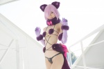 animal_ears bikini bow_tie cat_ears cleavage cosplay dangerous_beast do_sukebe_reisou elbow_gloves fate/grand_order gloves mash_kyrielight mike muffler pink_hair swimsuit tail rating:Safe score:1 user:nil!