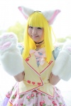 akiba_yellow animal_ears blonde_hair bows cat_ears cat_paws choker cosplay dress hikounin_sentai_akibaranger moegi_yumeria nene_(ii) paw_gloves vest rating:Safe score:0 user:pixymisa