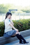 akiyama_mio blouse cosplay kneehighs k-on! mine pleated_skirt ribbon_tie skirt sweater rating:Safe score:0 user:pixymisa