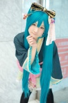 aqua_hair cosplay hairbow hatsune_miku kishigami_hana thighhighs twintails vocaloid yukata rating:Safe score:0 user:nil!