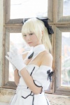 bianco blonde_hair cleavage cosplay dress fate/grand_order gloves hairbow saber saber_lily usakichi rating:Safe score:0 user:nil!