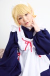 apron asazumi_yuumi bed blonde_hair colita_amuse cosplay dress hairband maid maid_uniform ponytail wataridori_ni_yadorigi_wo rating:Safe score:0 user:nil!