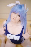 ahoge blue_hair cleavage cosplay i-19_(kantai_collection) kantai_collection miyuki_(iv) pantyhose school_swimsuit sheer_legwear swimsuit rating:Safe score:1 user:nil!