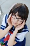 cosplay flower glasses ichigo_100 pleated_skirt rinami sailor_uniform school_uniform skirt strawberry toujou_aya rating:Safe score:0 user:nil!