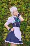 apron blouse cosplay hairband hatchet izayoi_sakuya jumper maid maid_uniform silver_hair touhou rating:Safe score:0 user:nil!