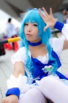 blue_hair choker cosplay cure_marine dress hairbow heartcatch_precure! konoha kurumi_erika pretty_cure thighhighs wand zettai_ryouiki rating:Safe score:0 user:nil!