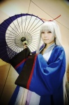 cosplay hairbow houtou_singi kikyou pop'n_music red_eyes robe silver_hair umbrella rating:Safe score:0 user:nil!