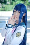 blue_hair cosplay danganronpa hair_clips haruka maizono_sayaka sailor_uniform school_uniform rating:Safe score:0 user:nil!