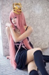 black_legwear cosplay crown dress kneesocks megurine_luka necklace pantyhose pink_hair sheer_legwear shirato_miyuki vocaloid rating:Safe score:1 user:pixymisa