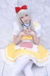 amemiya_kosuzu apron blonde_hair blouse cosplay doraemon dorami hairbow jumper thighhighs white_legwear zettai_ryouiki rating:Safe score:0 user:nil!