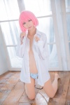 cleavage cosplay dress_shirt mike momo_velia_deviluke open_clothes panties pink_hair shinkon_keikaku tail to_love-ru rating:Safe score:2 user:nil!