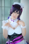 apron cleavage cosplay dress hairband hiryuu_shin love_live!_school_idol_project ponytail purple_hair tojo_nozomi rating:Safe score:0 user:nil!