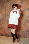 blouse braid cosplay hair_buns kizakura_jyunko kneehighs original pleated_skirt school_uniform skirt sweater_vest rating:Safe score:2 user:nil!