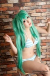 aqua_hair bikini cleavage cosplay hatsune_miku project_diva saku swimsuit twintails vocaloid rating:Safe score:1 user:nil!