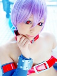 bandages belt_bra cleavage collar cosplay detached_sleeves lilith_aensland mino_mushi purple_hair vampire_(game) rating:Safe score:0 user:nil!