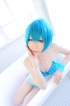aqua_hair bathroom bathtub bikini cleavage colorful_pop_star!! cosplay haruka hatsune_miku ponytail swimsuit vocaloid rating:Safe score:2 user:nil!