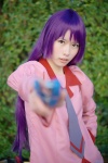 bakemonogatari blouse cosplay futsure purple_hair senjougahara_hitagi tie rating:Safe score:0 user:pixymisa