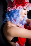 blue_hair bodysuit bow choker cosplay hat karin_(iii) red_eyes remilia_scarlet touhou rating:Safe score:0 user:pixymisa