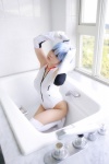 animal_ears ayanami_rei bathroom bathtub blue_hair bodysuit cat_ears chocoball chokoa_hokan_keikaku cosplay elbow_gloves gloves neon_genesis_evangelion pantyhose sheer_legwear thighhighs rating:Safe score:2 user:nil!