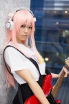 cosplay guitar harumiya_yun headphones jumper nitro_super_sonic pink_hair super_soniko tshirt rating:Safe score:0 user:pixymisa