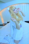 bed blonde_hair cape cosplay deep_rabbit dress macross macross_frontier macross_frontier:_itsuwari_no_utahime saku sheryl_nome thighhighs zettai_ryouiki rating:Safe score:0 user:nil!