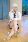 blouse cosplay jormungand keito koko_hekmatyar miniskirt pantyhose skirt tie white_hair rating:Safe score:3 user:nil!