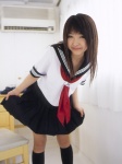 kneesocks pleated_skirt sailor_uniform school_uniform skirt skirt_lift suenaga_yoshiko rating:Safe score:0 user:nil!