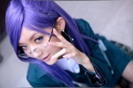 blouse business_suit cosplay glasses grace_o'connor looking_over_glasses macross macross_frontier purple_hair rika sash skirt thighhighs rating:Safe score:1 user:pixymisa