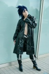 aiba_ai black_rock_shooter_(world) blue_hair boots cosplay jacket kagamine_len sarashi shorts vocaloid rating:Safe score:0 user:nil!