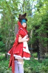 apron aqua_hair bear_hat colorful_pop_star!! cosplay dress haruka hatsune_miku hood thighhighs twintails white_legwear zettai_ryouiki rating:Safe score:0 user:nil!
