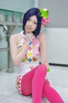 blue_hair cosplay dress elbow_glove hana_(ii) idolmaster idolmaster_cinderella_girls miura_azusa one_glove pantyhose pink_legwear rating:Safe score:2 user:nil!