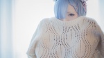 blue_hair cosplay dress fleia fleia_oni_ga_katteru? hairband rem_(re:zero) re:zero sweater_dress rating:Safe score:0 user:nil!