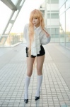 blonde_hair blouse cosplay kanda_midori kneehighs maraich_juschenfe patalliro! shorts rating:Safe score:4 user:nil!
