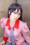 bakemonogatari blouse cosplay manyo pleated_skirt purple_hair school_uniform senjougahara_hitagi skirt tie rating:Safe score:1 user:nil!