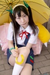 backpack bakemonogatari cosplay hachikuji_mayoi hairband jumper kneesocks sailor_uniform school_uniform twintails umbrella yoshikawa_ito rating:Safe score:0 user:nil!